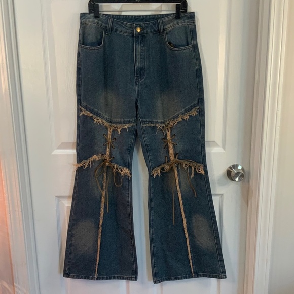 CIDER VINTAGE RAW EDGE WASH HIPPIE FLARED JEANS SIZE XL - Picture 11 of 11